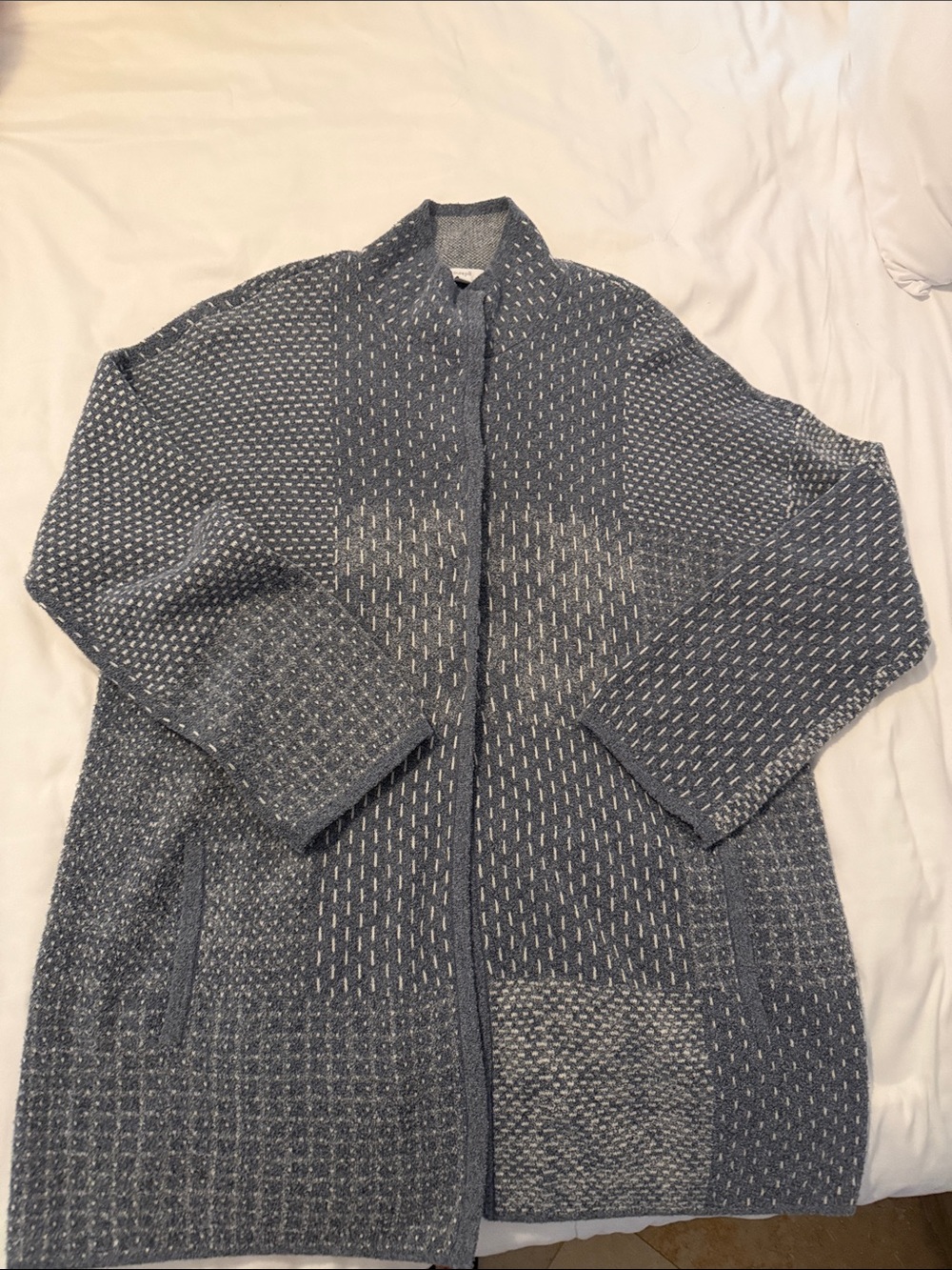 PureJill Blue Textured Knit Snap Closure Cardigan